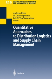 Titelbild: Quantitative Approaches to Distribution Logistics and Supply Chain Management 1st edition 9783540436904