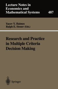 Imagen de portada: Research and Practice in Multiple Criteria Decision Making 1st edition 9783540672661