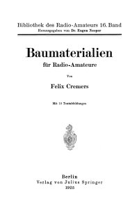 Cover image: Baumaterialien für Radio-Amateure 9783642890994