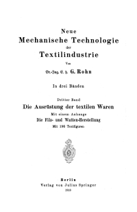 Cover image: Die Ausrüstung der textilen Waren 9783642891281