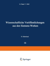 Cover image: Wissenschaftliche Veröffentlichungen aus den Siemens-Werken 9783642988394