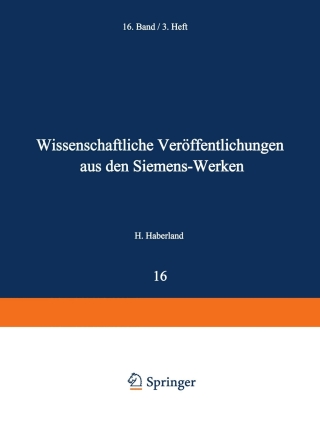 Cover image: Wissenschaftliche Veröffentlichungen aus den Siemens-Werken 9783642988394