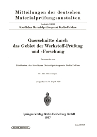 Imagen de portada: Querschnitte durch das Gebiet der Werkstoff-Prüfung und -Forschung 9783642989186