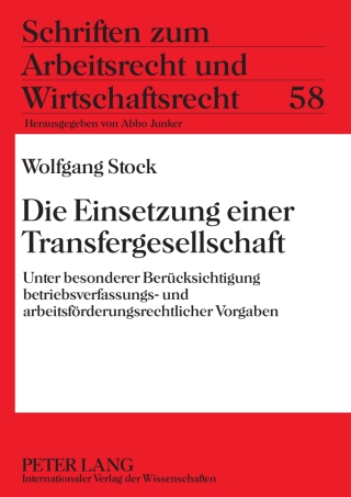 Cover image: Die Einsetzung einer Transfergesellschaft 1st edition 9783631601884