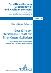 Cover image: Geschaefte der Kapitalgesellschaft mit ihren Organmitgliedern 1st edition 9783631587263
