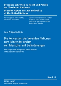 Cover image: Die Konvention der Vereinten Nationen zum Schutz der Rechte von Menschen mit Behinderungen 1st edition 9783631599136