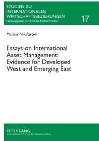 Cover image: Essays on International Asset Management: Evidence for Developed West and Emerging East 1st edition 9783631617946