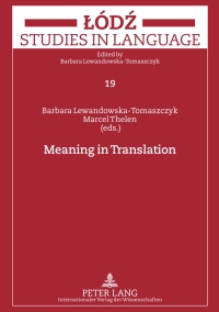 Cover image: Meaning in Translation 1st edition 9783631601051