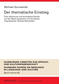 Imagen de portada: Der thematische Einstieg 1st edition 9783631587027