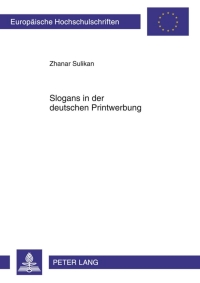 Cover image: Slogans in der deutschen Printwerbung 1st edition 9783631635667