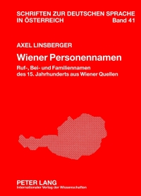 Cover image: Wiener Personennamen 1st edition 9783631617885