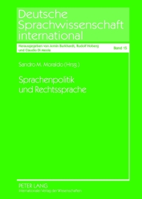 Imagen de portada: Sprachenpolitik und Rechtssprache 1st edition 9783631623008