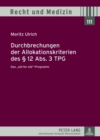 Cover image: Durchbrechungen der Allokationskriterien des § 12 Abs. 3 TPG 1st edition 9783631624111
