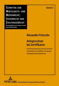 Cover image: Anlegerschutz bei Zertifikaten 1st edition 9783631632604