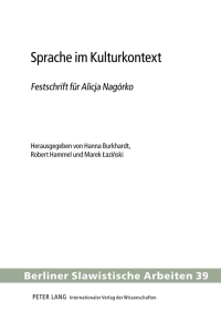 Imagen de portada: Sprache im Kulturkontext 1st edition 9783631618776