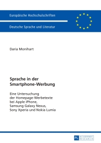 Titelbild: Sprache in der Smartphone-Werbung 1st edition 9783631628881