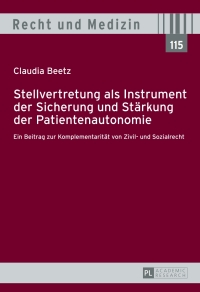 Cover image: Stellvertretung als Instrument der Sicherung und Staerkung der Patientenautonomie 1st edition 9783631632956