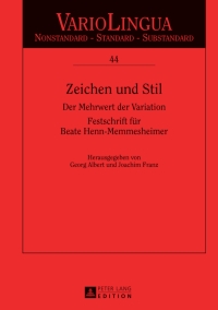 صورة الغلاف: Zeichen und Stil 1st edition 9783631644041
