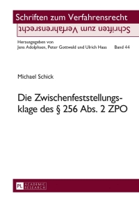 Cover image: Die Zwischenfeststellungsklage des § 256 Abs. 2 ZPO 1st edition 9783631605714