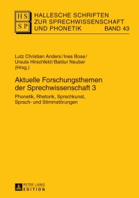 Cover image: Aktuelle Forschungsthemen der Sprechwissenschaft 3 1st edition 9783631628836