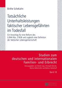 Imagen de portada: Tatsaechliche Unterhaltsleistungen faktischer Lebensgefaehrten im Todesfall 1st edition 9783631642283