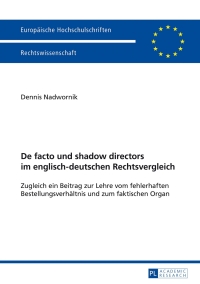 Titelbild: De facto und shadow directors im englisch-deutschen Rechtsvergleich 1st edition 9783631648612