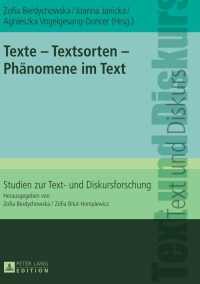 Cover image: Texte – Textsorten – Phaenomene im Text 1st edition 9783631646151