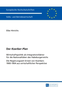 Cover image: Der «Koerber-Plan» 1st edition 9783631354285