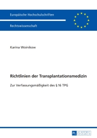 Cover image: Richtlinien der Transplantationsmedizin 1st edition 9783631650929