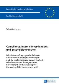 Cover image: Compliance, Internal Investigations und Beschuldigtenrechte 1st edition 9783631653692
