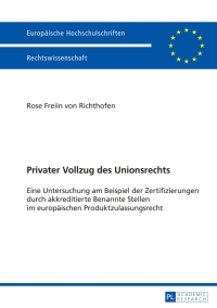Cover image: Privater Vollzug des Unionsrechts 1st edition 9783631656075