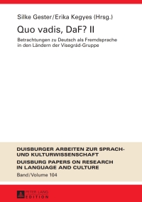 Immagine di copertina: Quo vadis, DaF? II 1st edition 9783631657607