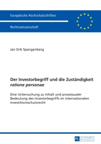 Cover image: Der Investorbegriff und die Zustaendigkeit «ratione personae» 1st edition 9783631662908