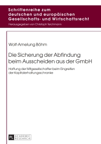 Cover image: Die Sicherung der Abfindung beim Ausscheiden aus der GmbH 1st edition 9783631673379