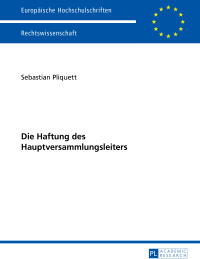 صورة الغلاف: Die Haftung des Hauptversammlungsleiters 1st edition 9783631665787