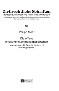 Cover image: Die offene Investmentkommanditgesellschaft 1st edition 9783631671610