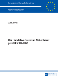 Cover image: Der Handelsvertreter im Nebenberuf gemaeß § 92b HGB 1st edition 9783631671108