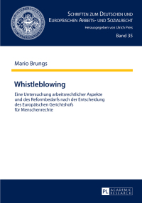 صورة الغلاف: Whistleblowing 1st edition 9783631674260