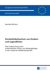 Cover image: Persoenlichkeitsschutz von Kindern und Jugendlichen 1st edition 9783631673744