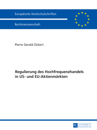 表紙画像: Regulierung des Hochfrequenzhandels in US- und EU-Aktienmaerkten 1st edition 9783631673034