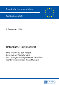 Titelbild: Betriebliche Tarifpluralitaet 1st edition 9783631665534