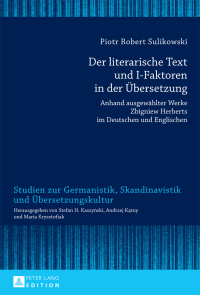 Cover image: Der literarische Text und I-Faktoren in der Uebersetzung 1st edition 9783631662274