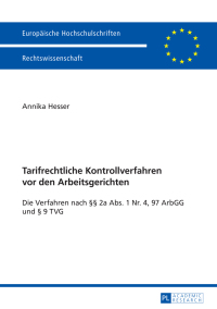 Imagen de portada: Tarifrechtliche Kontrollverfahren vor den Arbeitsgerichten 1st edition 9783631659366