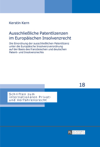 Cover image: Ausschließliche Patentlizenzen im Europaeischen Insolvenzrecht 1st edition 9783631655467