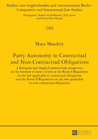 表紙画像: Party Autonomy in Contractual and Non-Contractual Obligations 1st edition 9783631653210