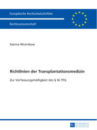 Imagen de portada: Richtlinien der Transplantationsmedizin 1st edition 9783631650929