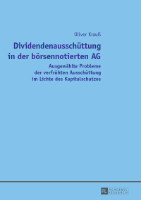 صورة الغلاف: Dividendenausschuettung in der boersennotierten AG 1st edition 9783631648865