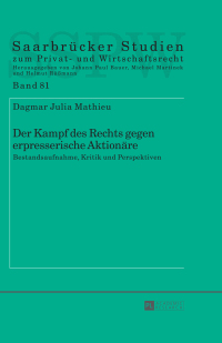 Cover image: Der Kampf des Rechts gegen erpresserische Aktionaere 1st edition 9783631645796