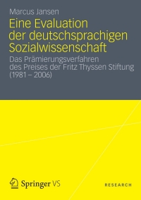 Cover image: Eine Evaluation der deutschsprachigen Sozialwissenschaft 9783658001865