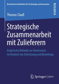 Titelbild: Strategische Zusammenarbeit mit Zulieferern 9783658021894